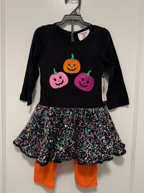 NWT Counting Daisies Halloween Sequin Tutu Set 2T and 3T